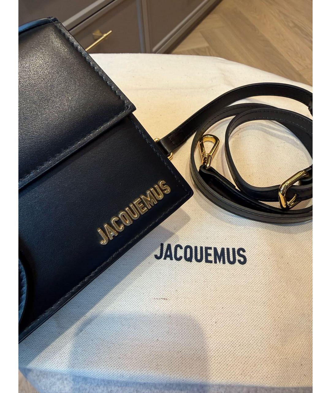 JACQUEMUS Черная кожаная сумка с короткими ручками, фото 4