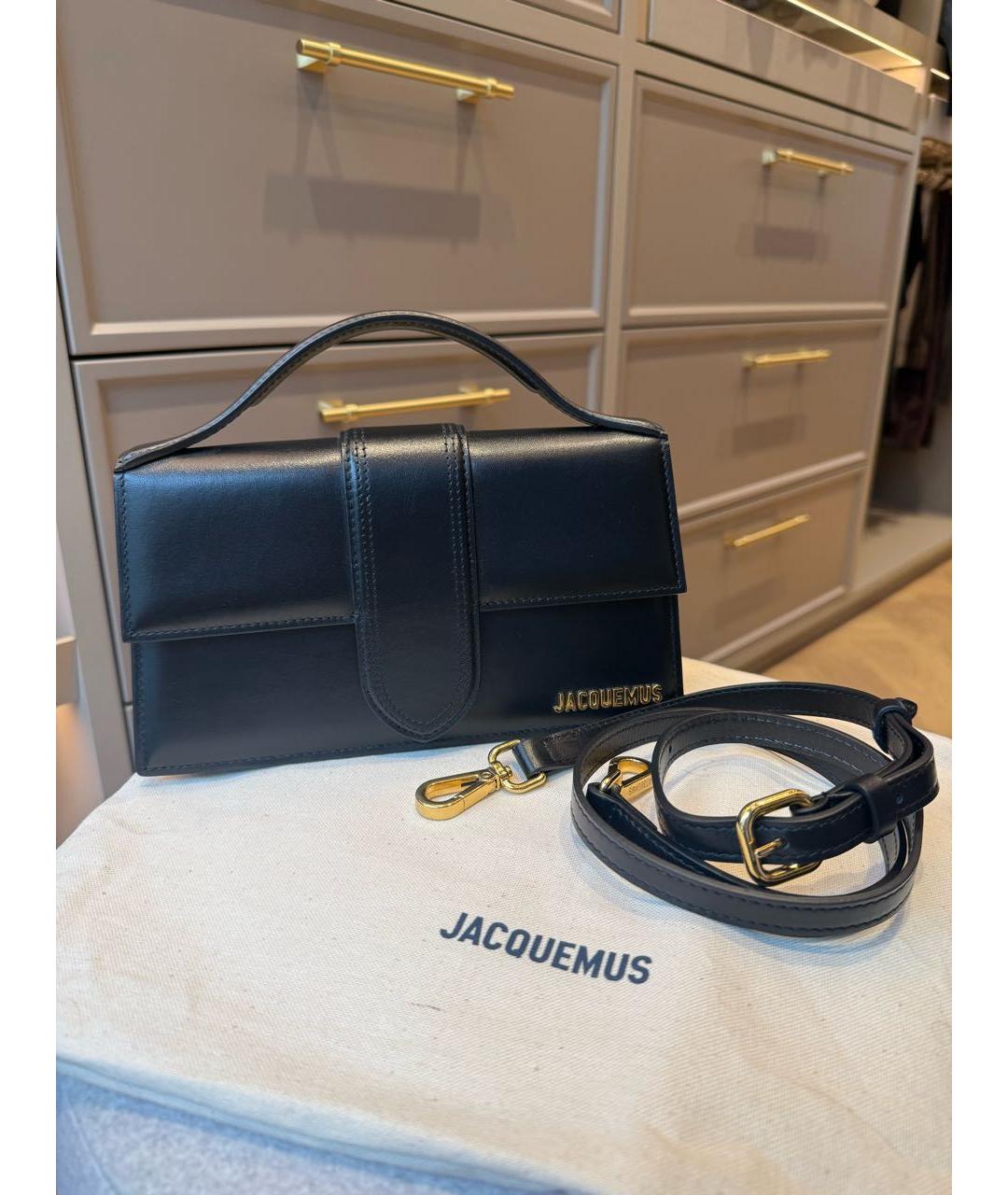 JACQUEMUS Черная кожаная сумка с короткими ручками, фото 6