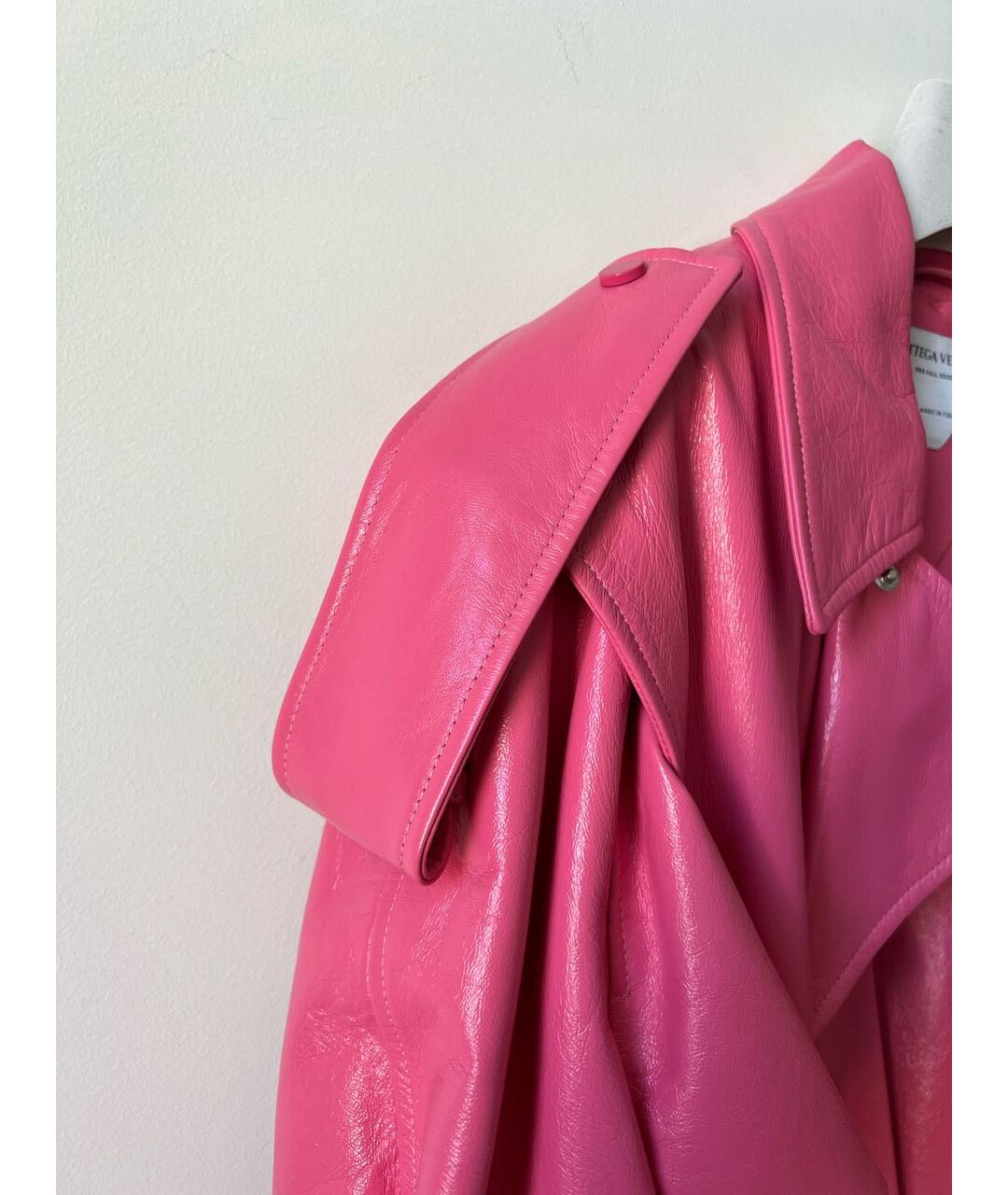 BOTTEGA VENETA Розовый кожаный тренч/плащ, фото 8