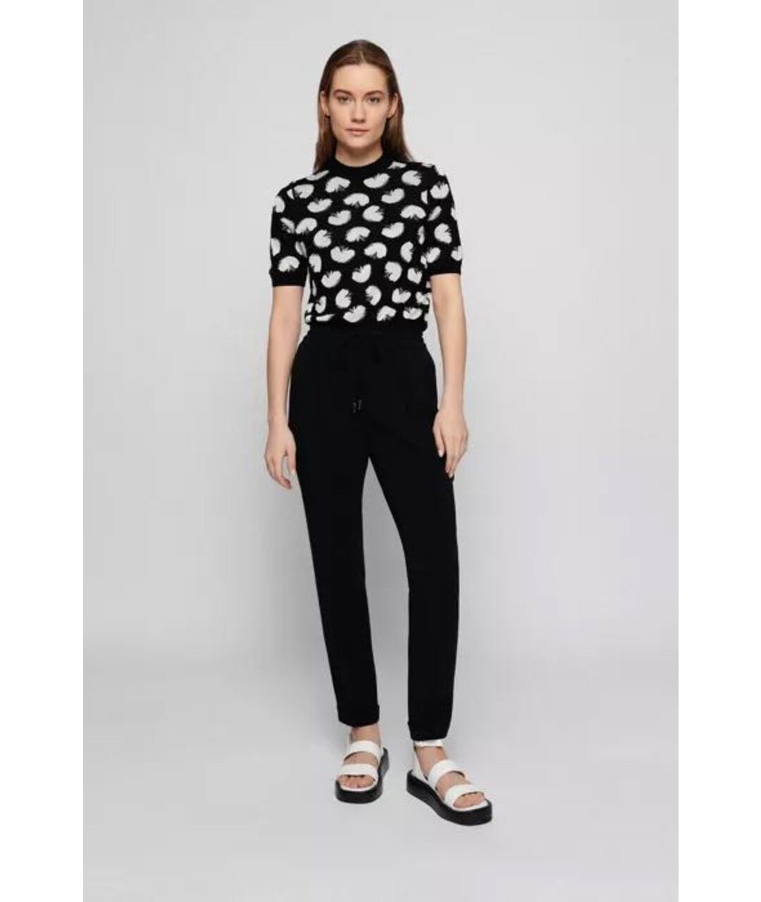 HUGO BOSS Черные ацетатные прямые брюки, фото 2