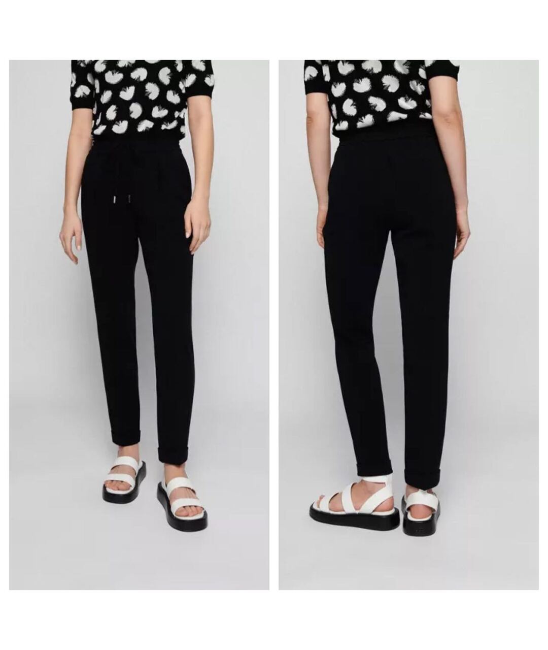 HUGO BOSS Черные ацетатные прямые брюки, фото 5
