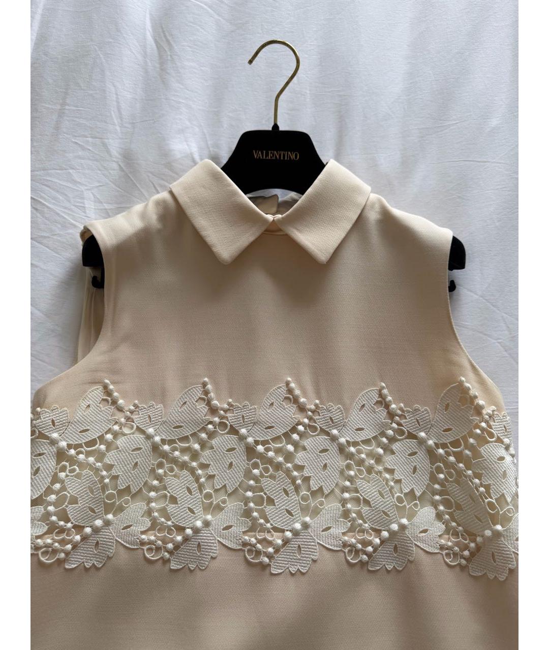 VALENTINO Бежевое шелковое коктейльное платье, фото 4