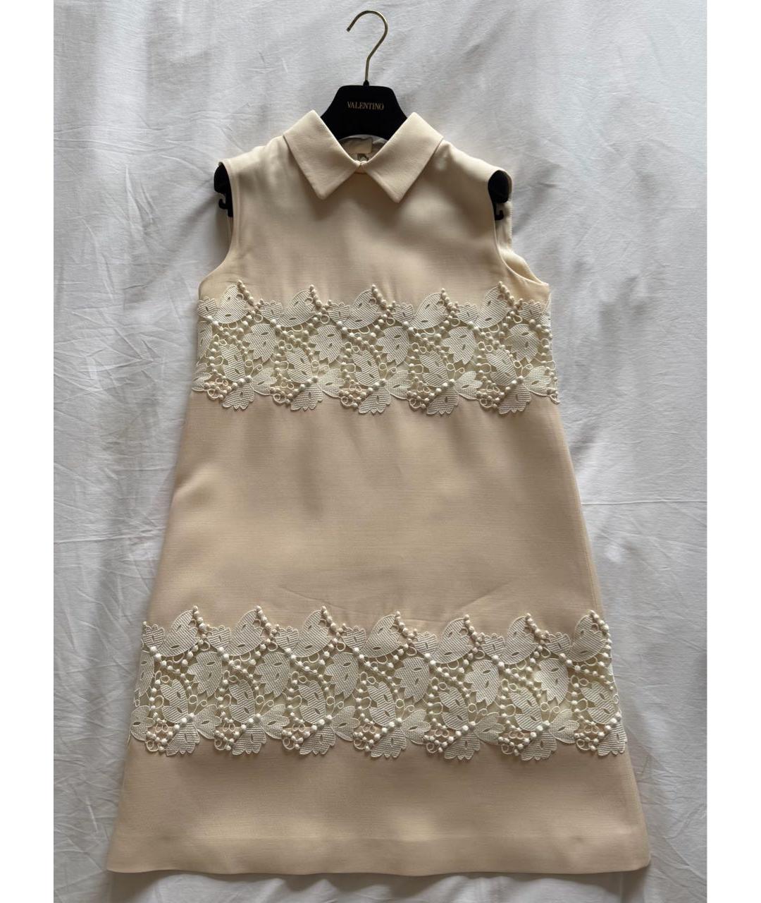 VALENTINO Бежевое шелковое коктейльное платье, фото 7