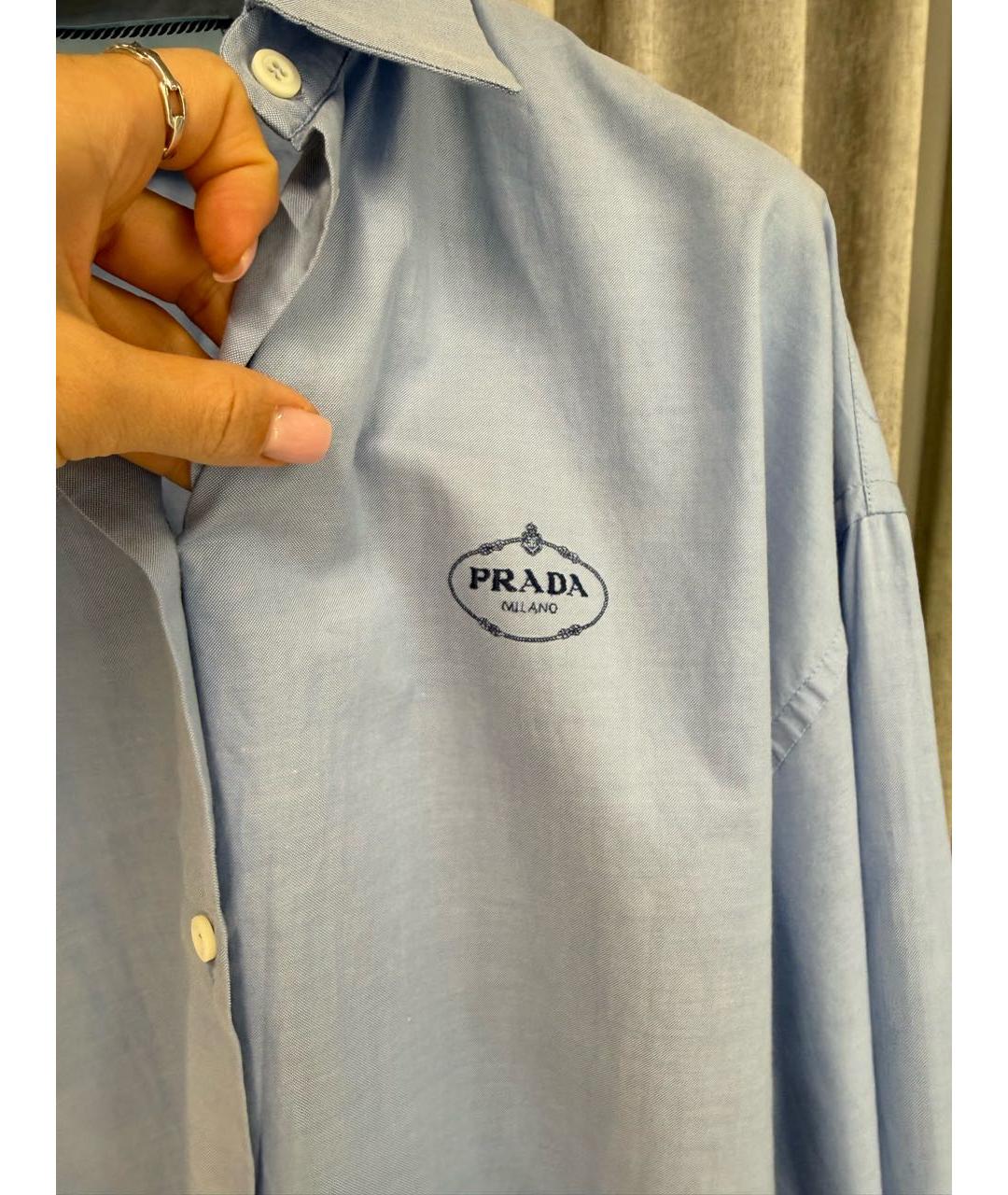 PRADA Голубое хлопковое повседневное платье, фото 2