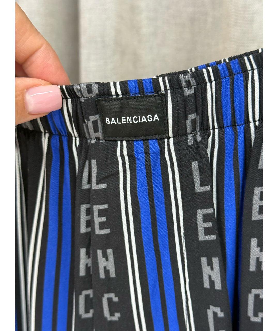 BALENCIAGA Синие вискозные брюки широкие, фото 2