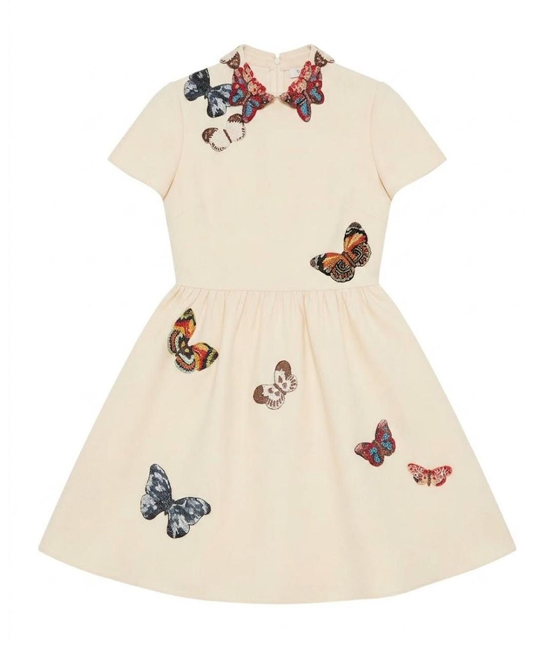 VALENTINO Бежевое шерстяное коктейльное платье, фото 1