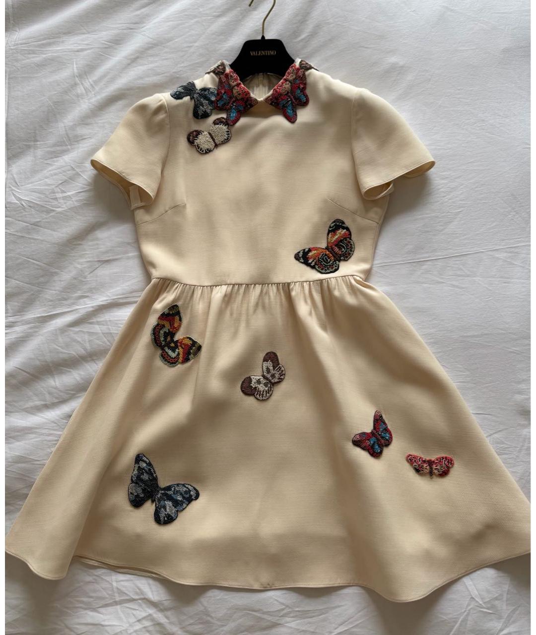 VALENTINO Бежевое шерстяное коктейльное платье, фото 8