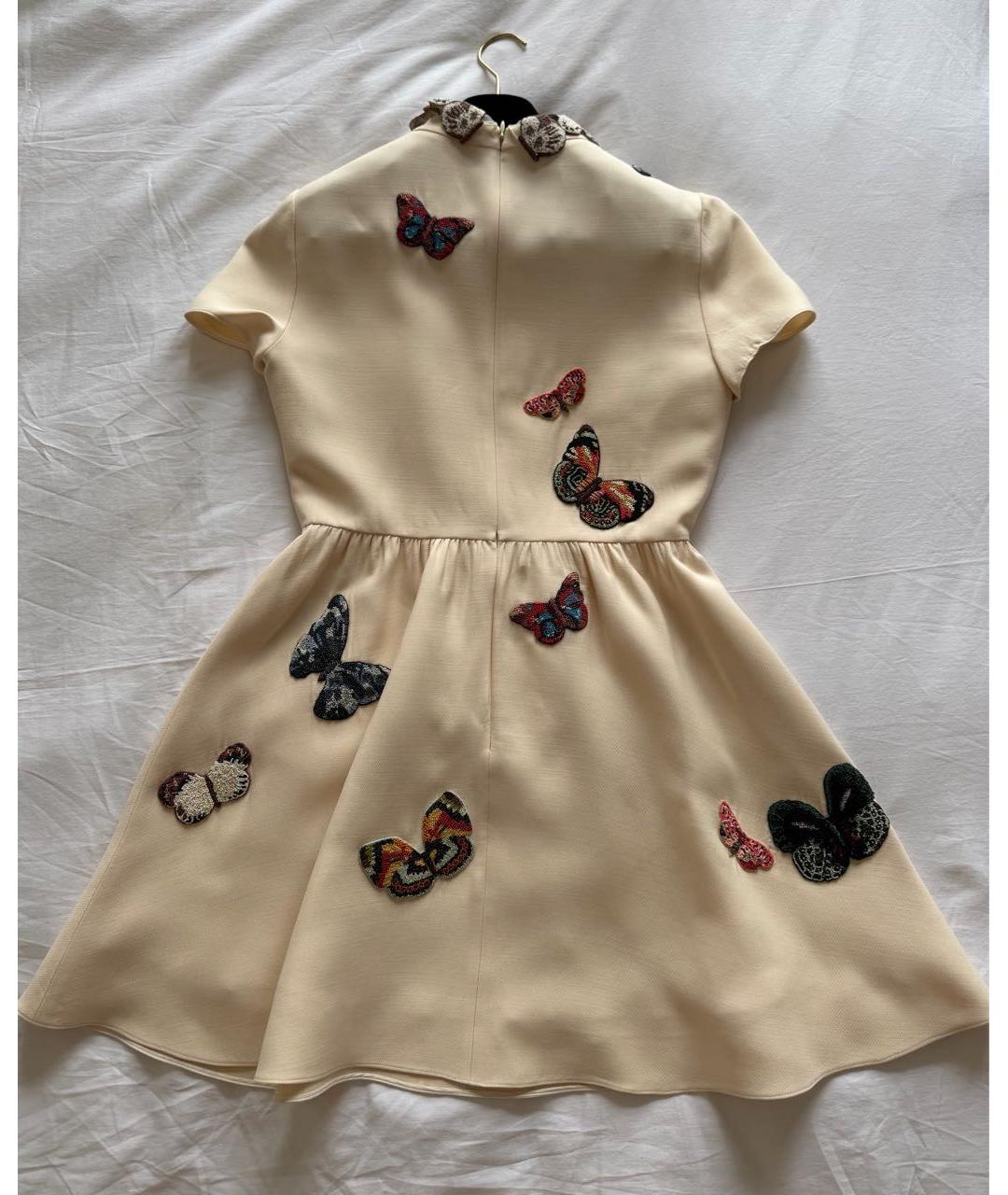 VALENTINO Бежевое шерстяное коктейльное платье, фото 2