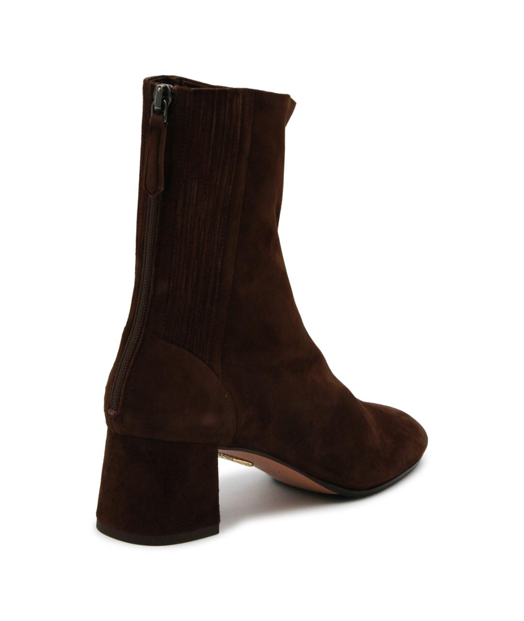 AQUAZZURA Коричневые замшевые ботильоны, фото 3