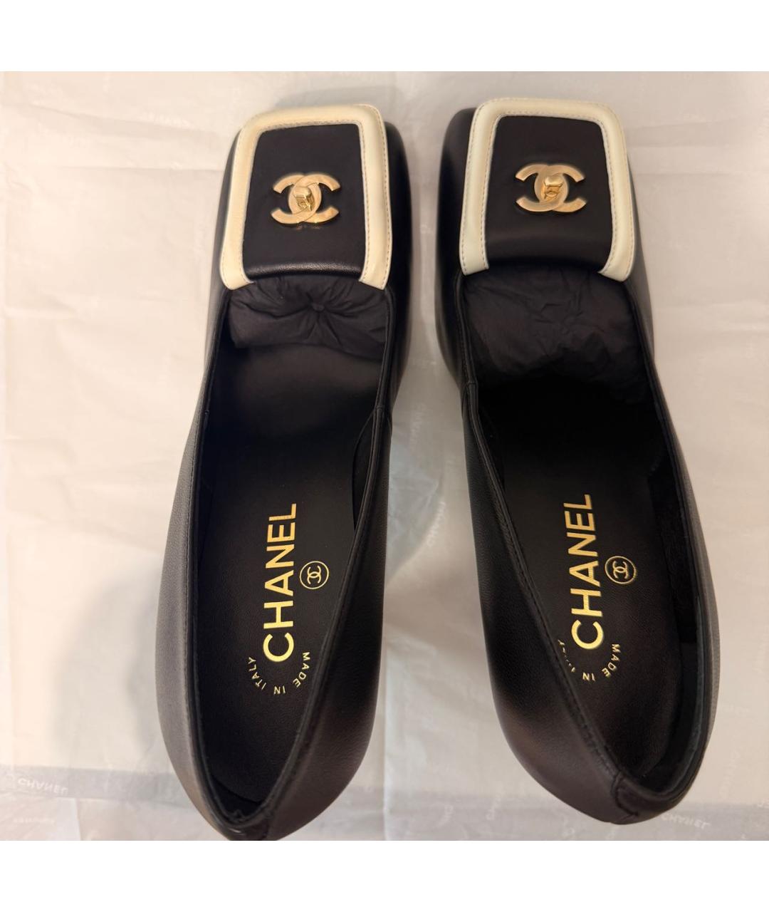 CHANEL Черные кожаные туфли, фото 3