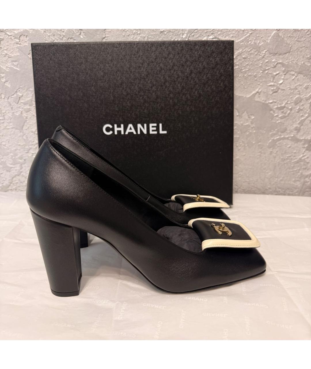 CHANEL Черные кожаные туфли, фото 6