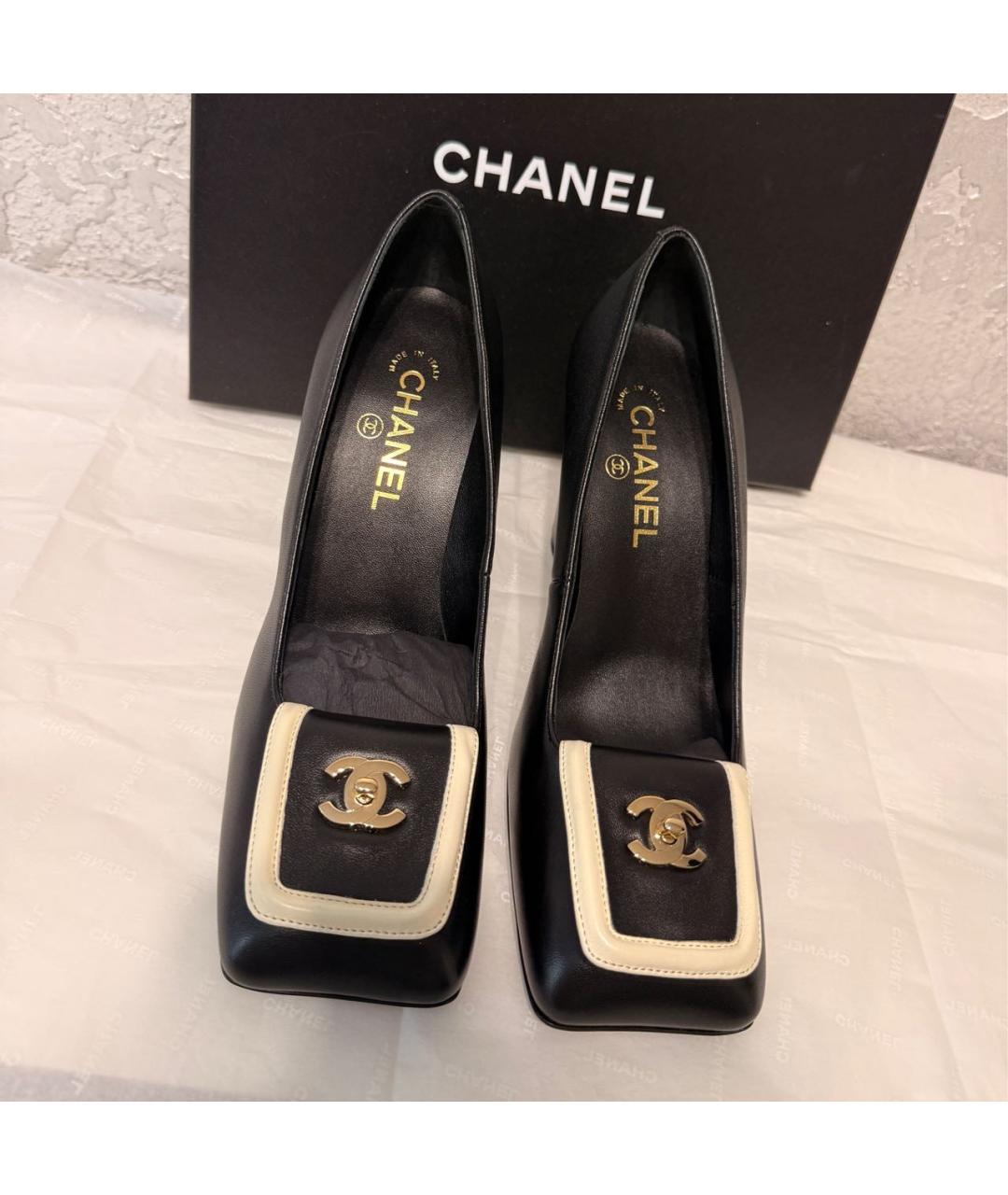 CHANEL Черные кожаные туфли, фото 2