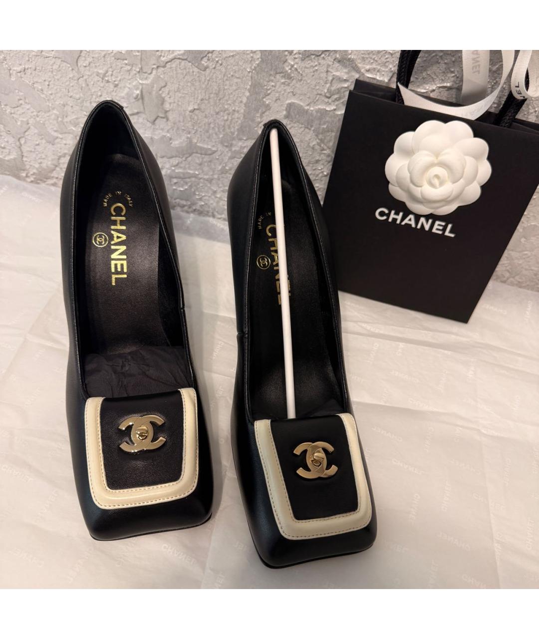 CHANEL Черные кожаные туфли, фото 5