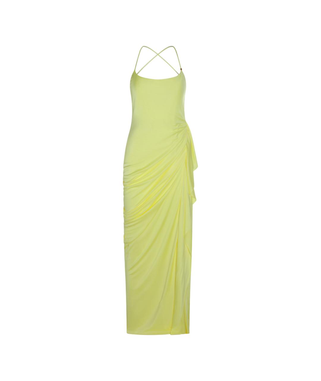 VERSACE Желтое вискозное коктейльное платье, фото 1
