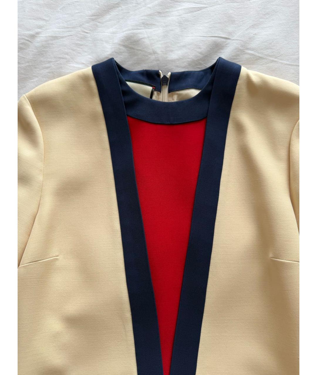 GUCCI Бежевое шерстяное коктейльное платье, фото 4