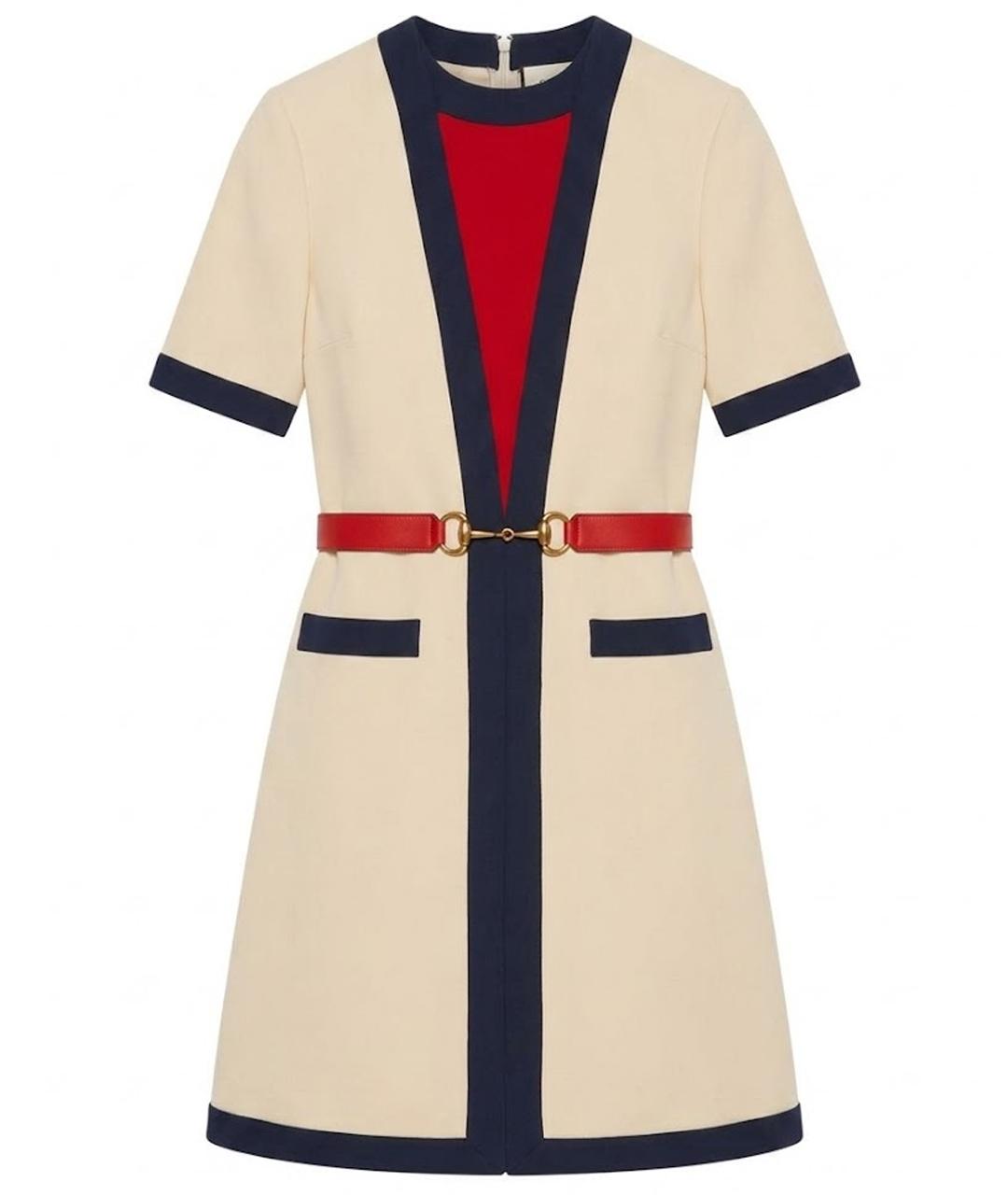 GUCCI Бежевое шерстяное коктейльное платье, фото 1