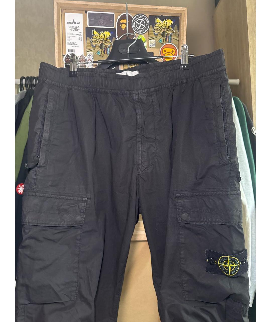 STONE ISLAND Черные хлопковые повседневные брюки, фото 3
