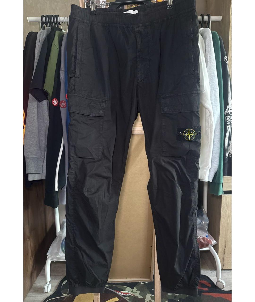 STONE ISLAND Черные хлопковые повседневные брюки, фото 9