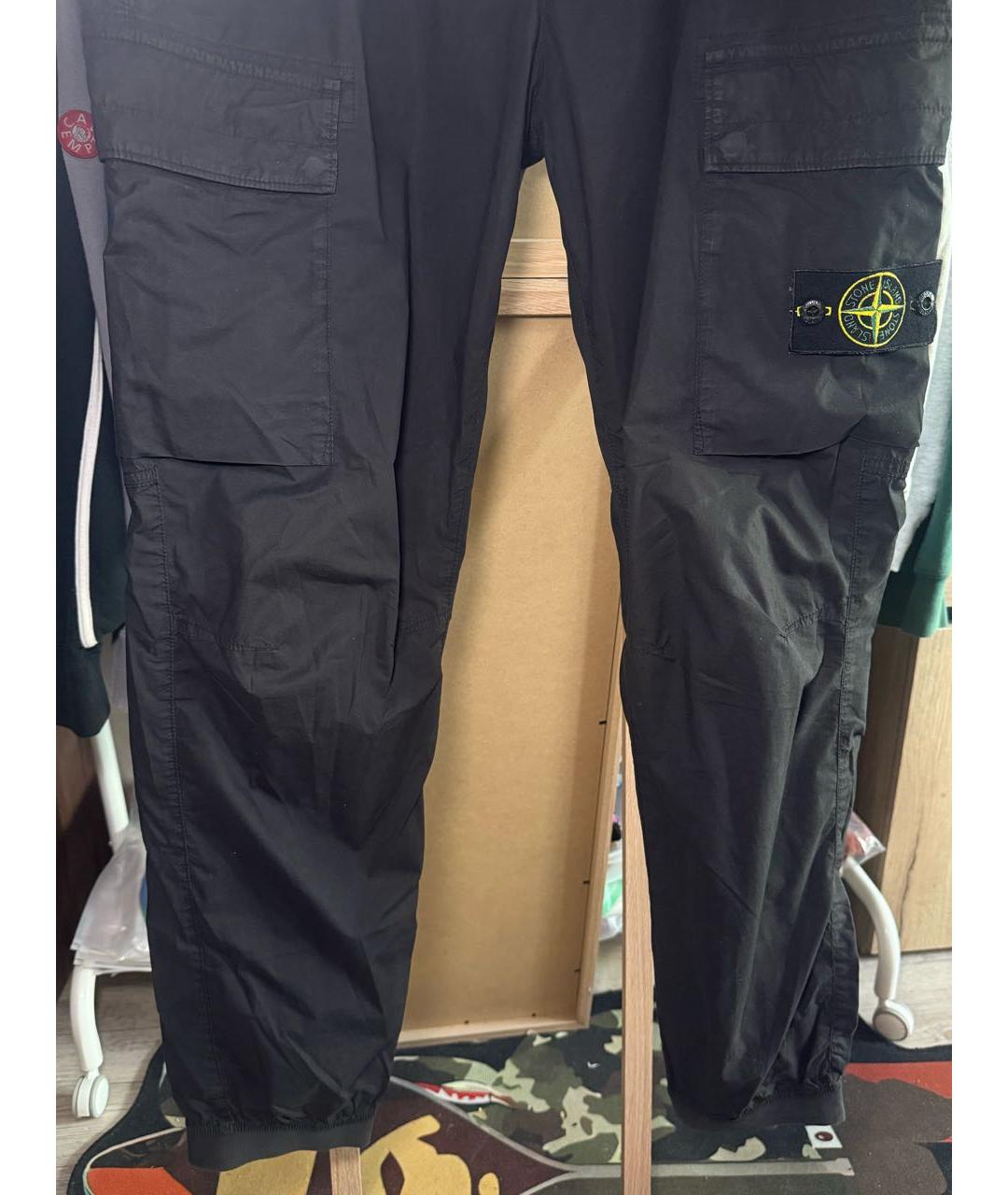 STONE ISLAND Черные хлопковые повседневные брюки, фото 5