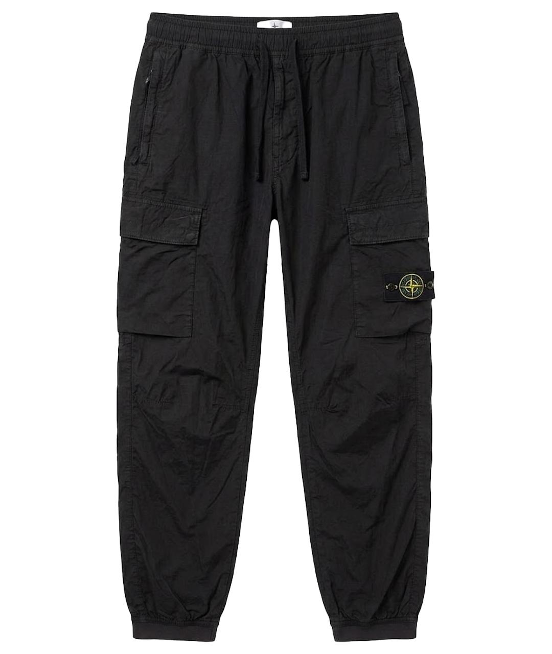 STONE ISLAND Черные хлопковые повседневные брюки, фото 1