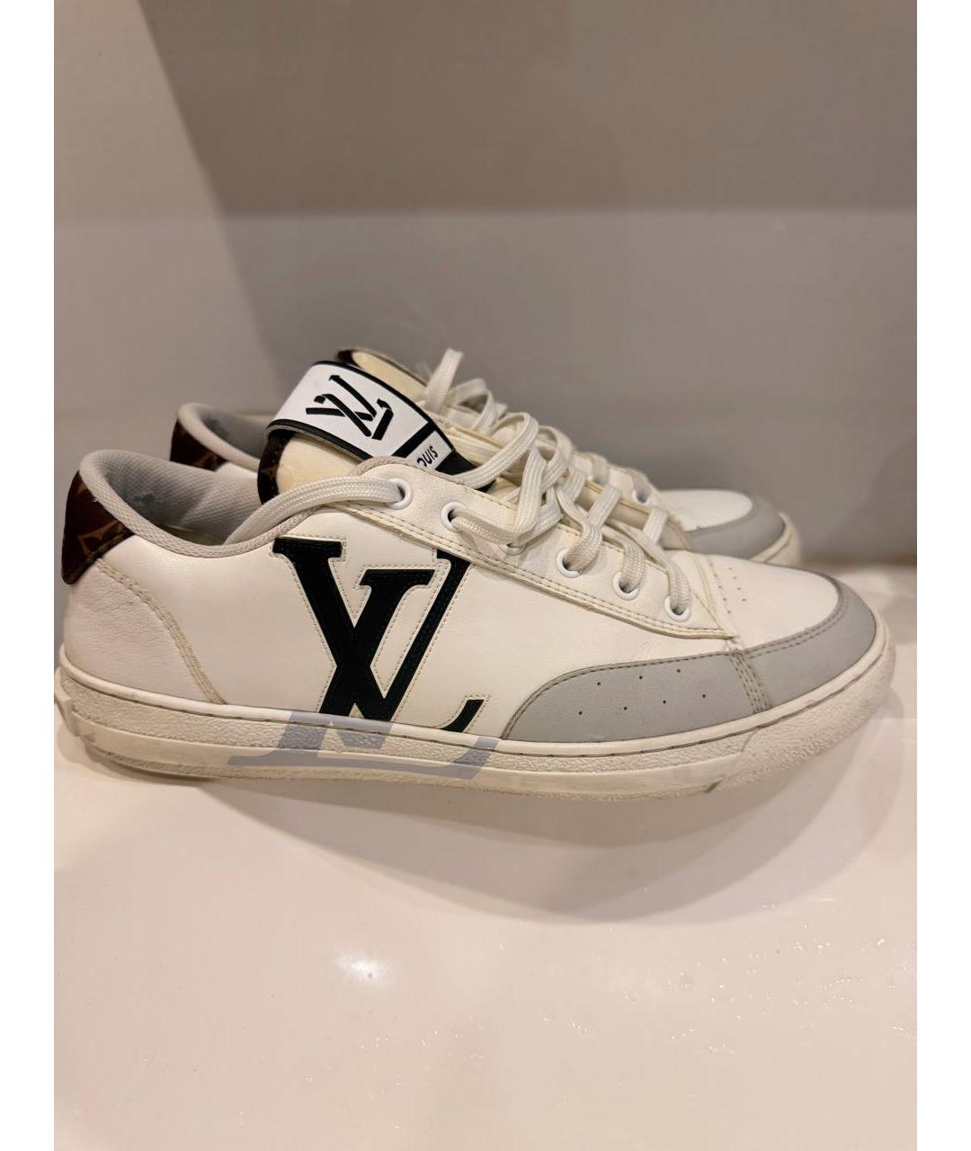 LOUIS VUITTON Белые кожаные низкие кроссовки / кеды, фото 8