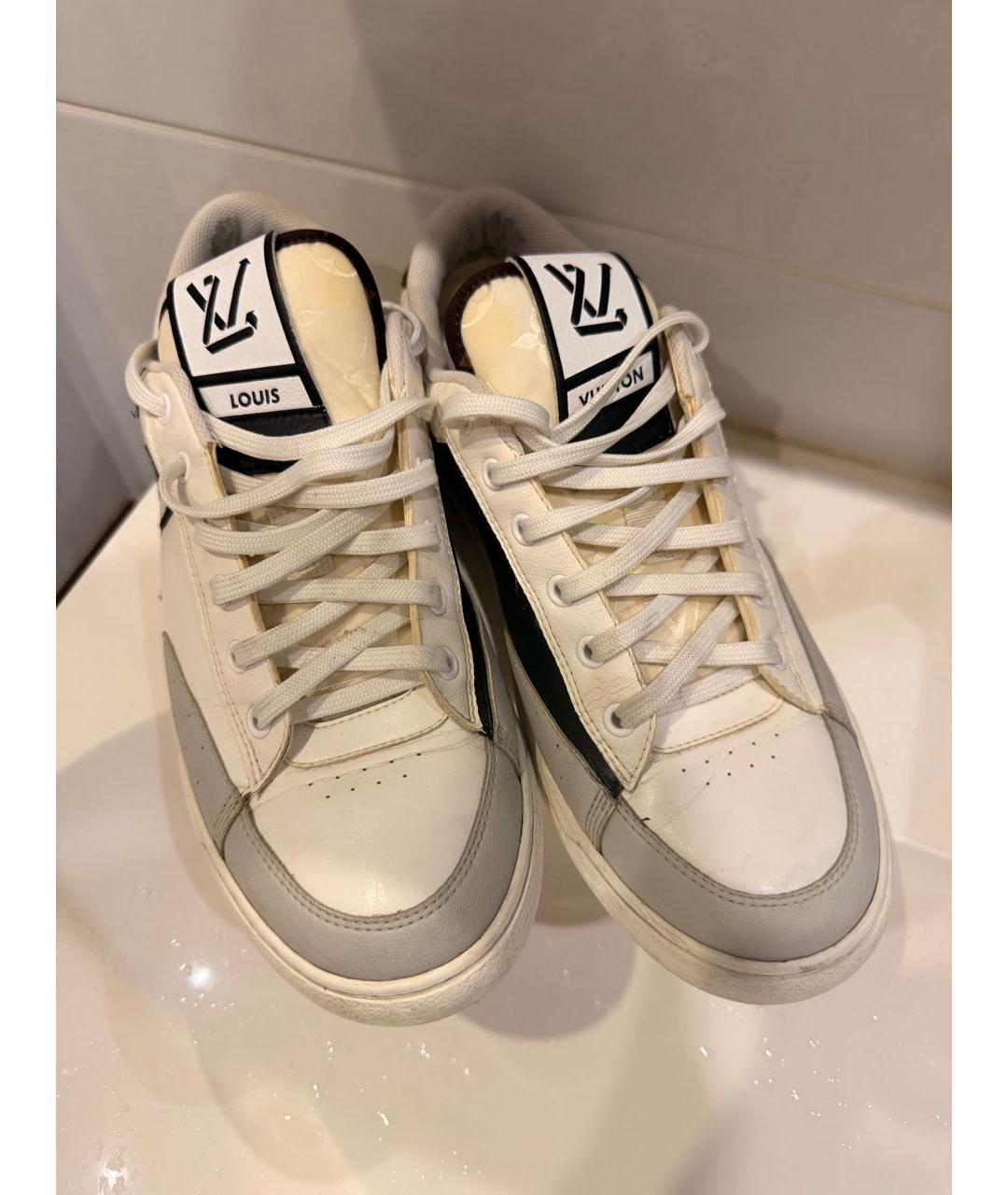 LOUIS VUITTON Белые кожаные низкие кроссовки / кеды, фото 2