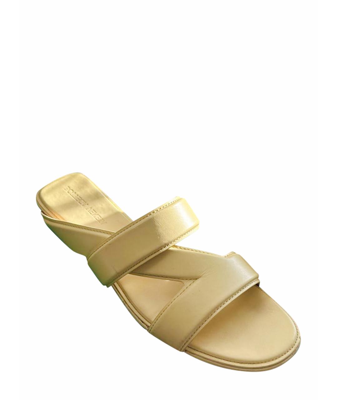 BOTTEGA VENETA Желтые кожаные мюли, фото 1