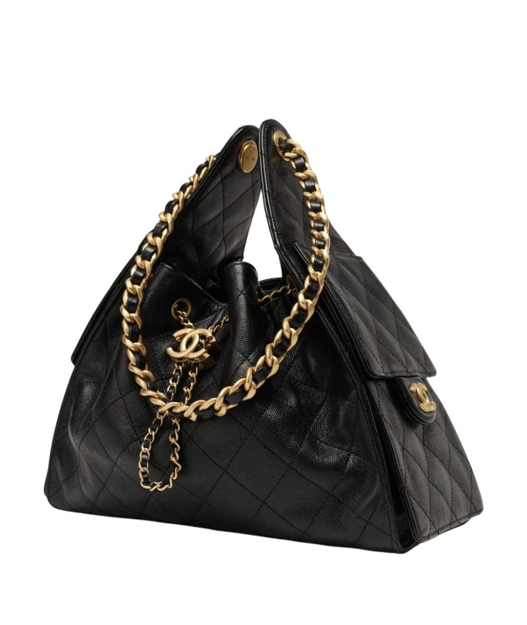 CHANEL Черная кожаная сумка с короткими ручками, фото 1