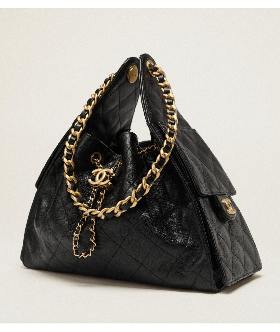 CHANEL Черная кожаная сумка с короткими ручками, фото 4