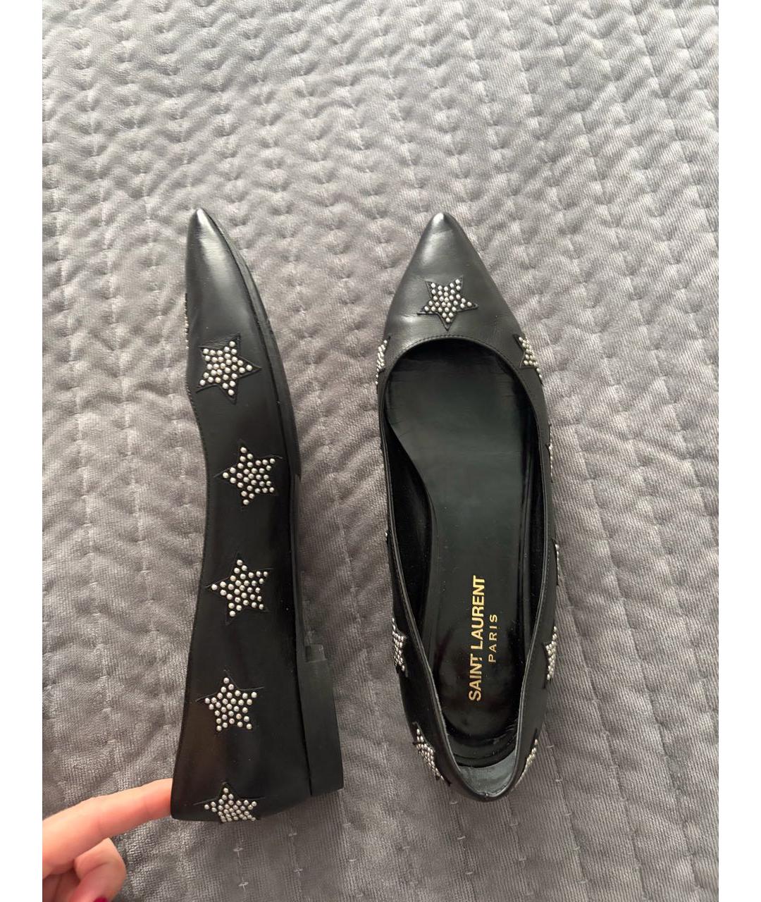 SAINT LAURENT Черные кожаные балетки, фото 3