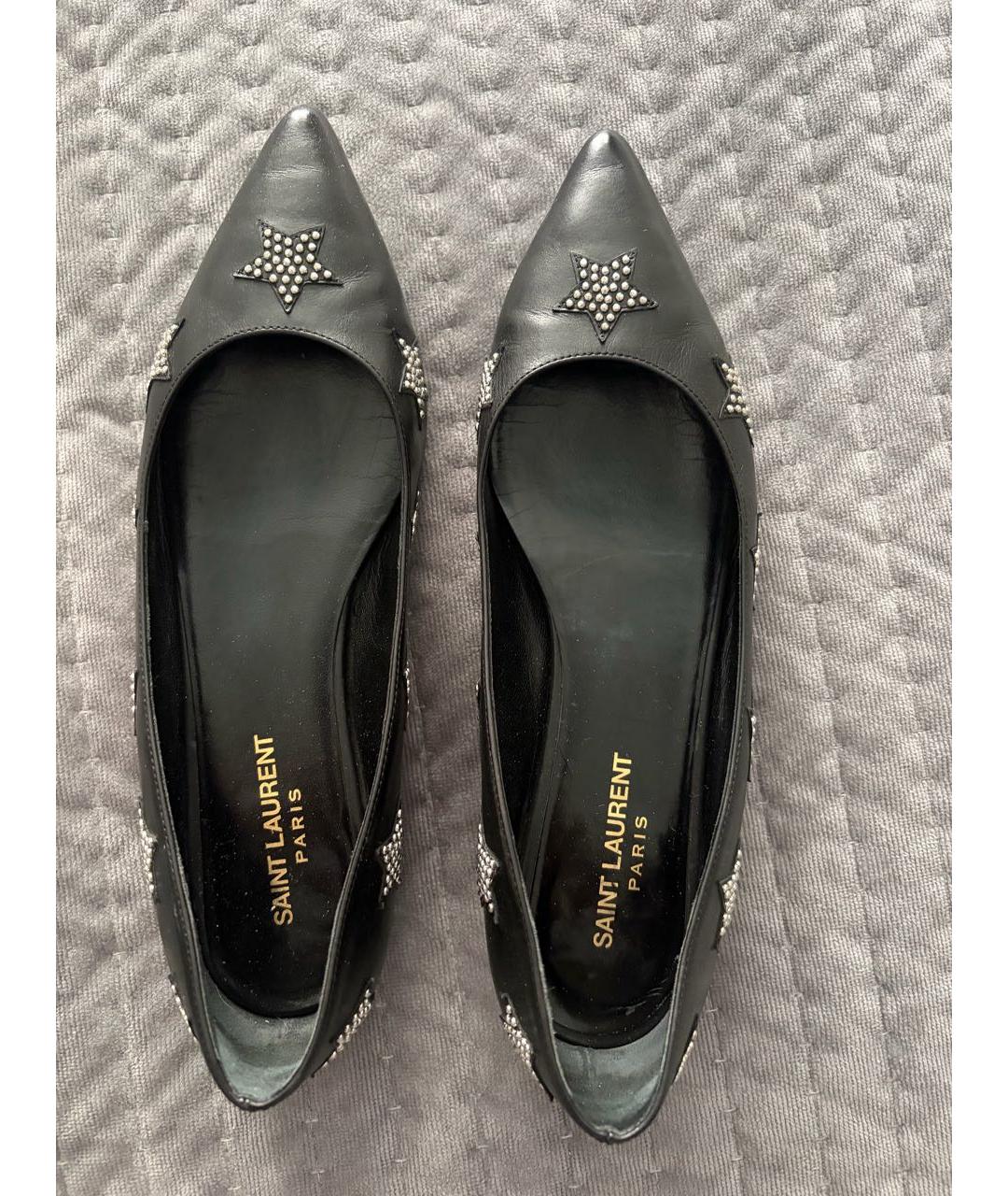 SAINT LAURENT Черные кожаные балетки, фото 2