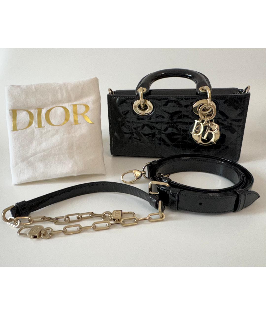 CHRISTIAN DIOR Черная сумка с короткими ручками из лакированной кожи, фото 6