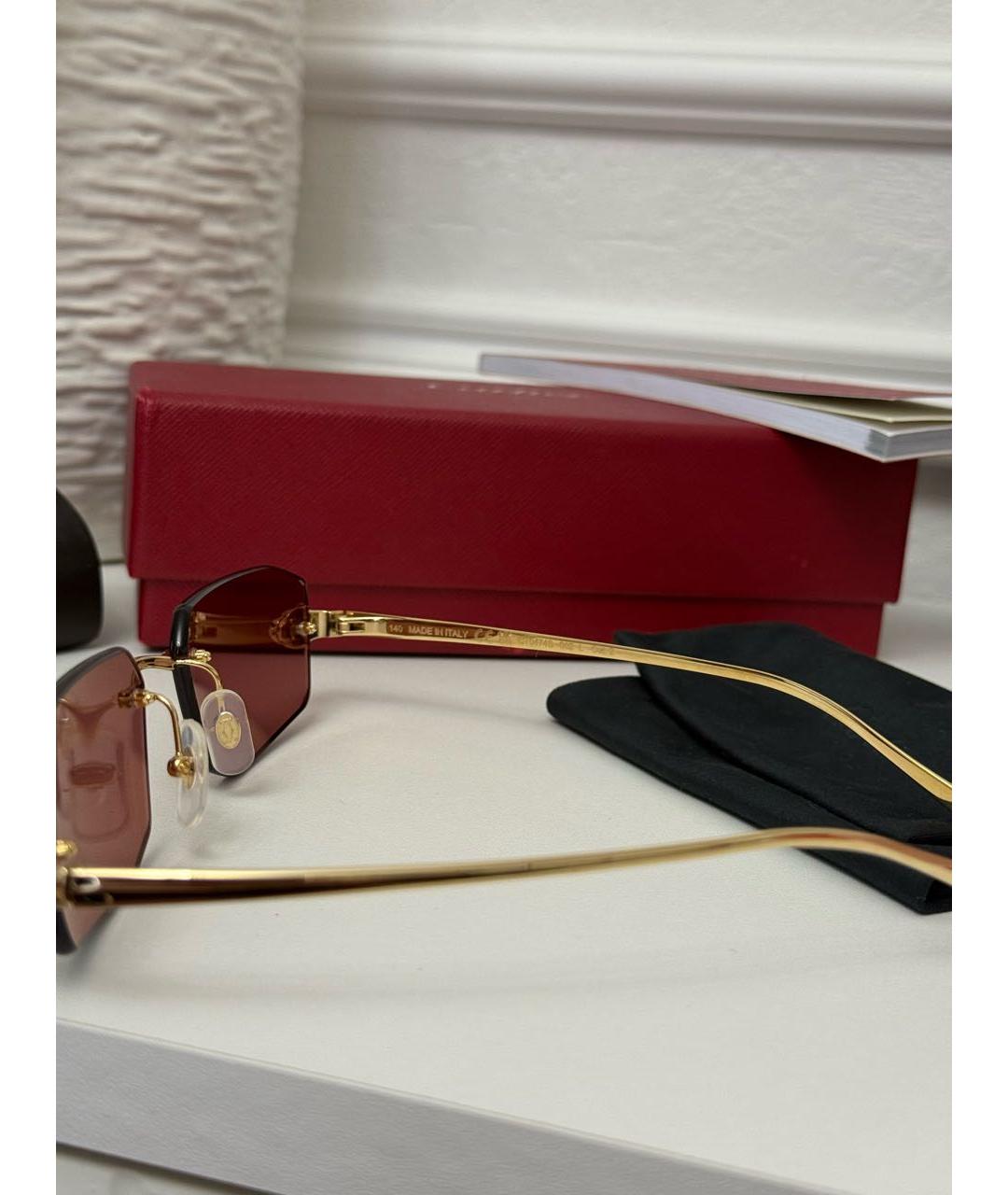 CARTIER Золотые металлические солнцезащитные очки, фото 6
