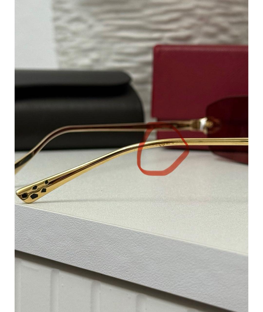 CARTIER Золотые металлические солнцезащитные очки, фото 8