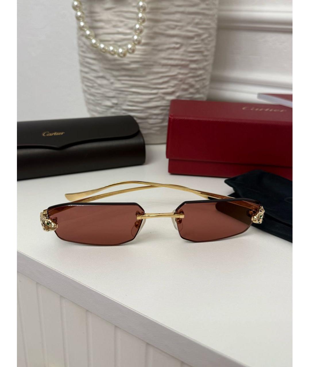 CARTIER Золотые металлические солнцезащитные очки, фото 7