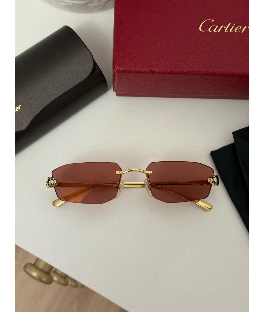 CARTIER Золотые металлические солнцезащитные очки, фото 4