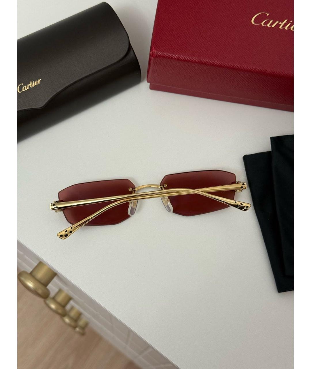 CARTIER Золотые металлические солнцезащитные очки, фото 5