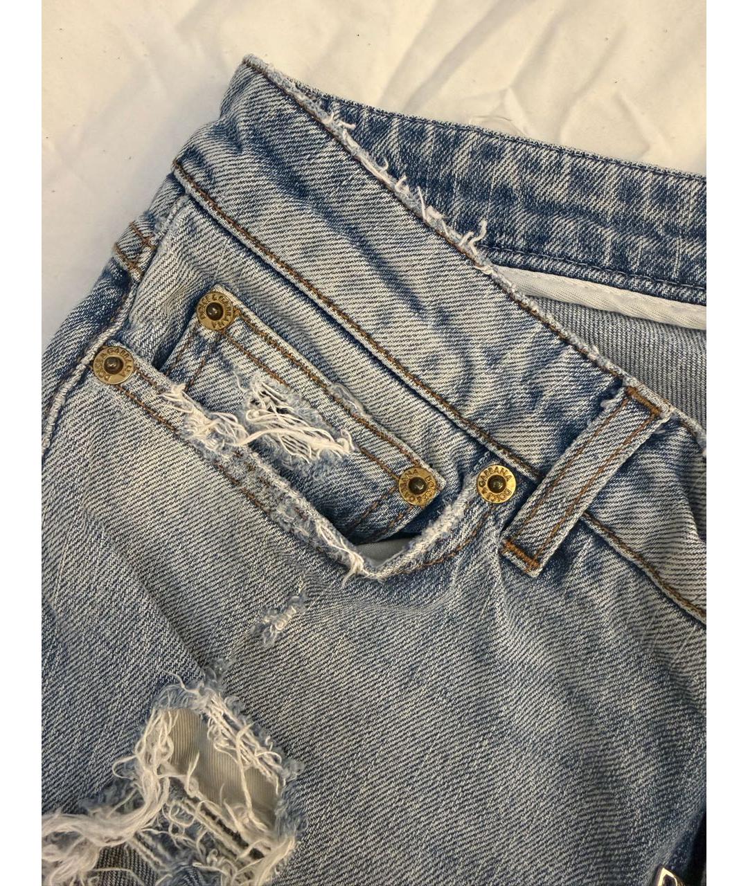 DOLCE&GABBANA Голубые хлопковые джинсы слим, фото 4