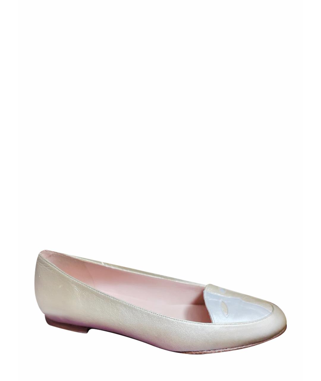 STUART WEITZMAN Серебряные кожаные балетки, фото 1