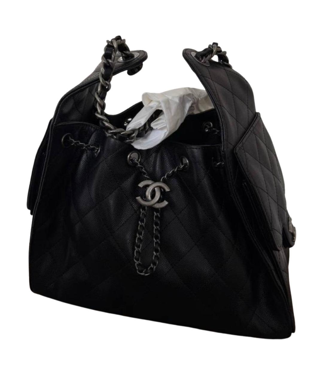 CHANEL Черная кожаная сумка с короткими ручками, фото 1