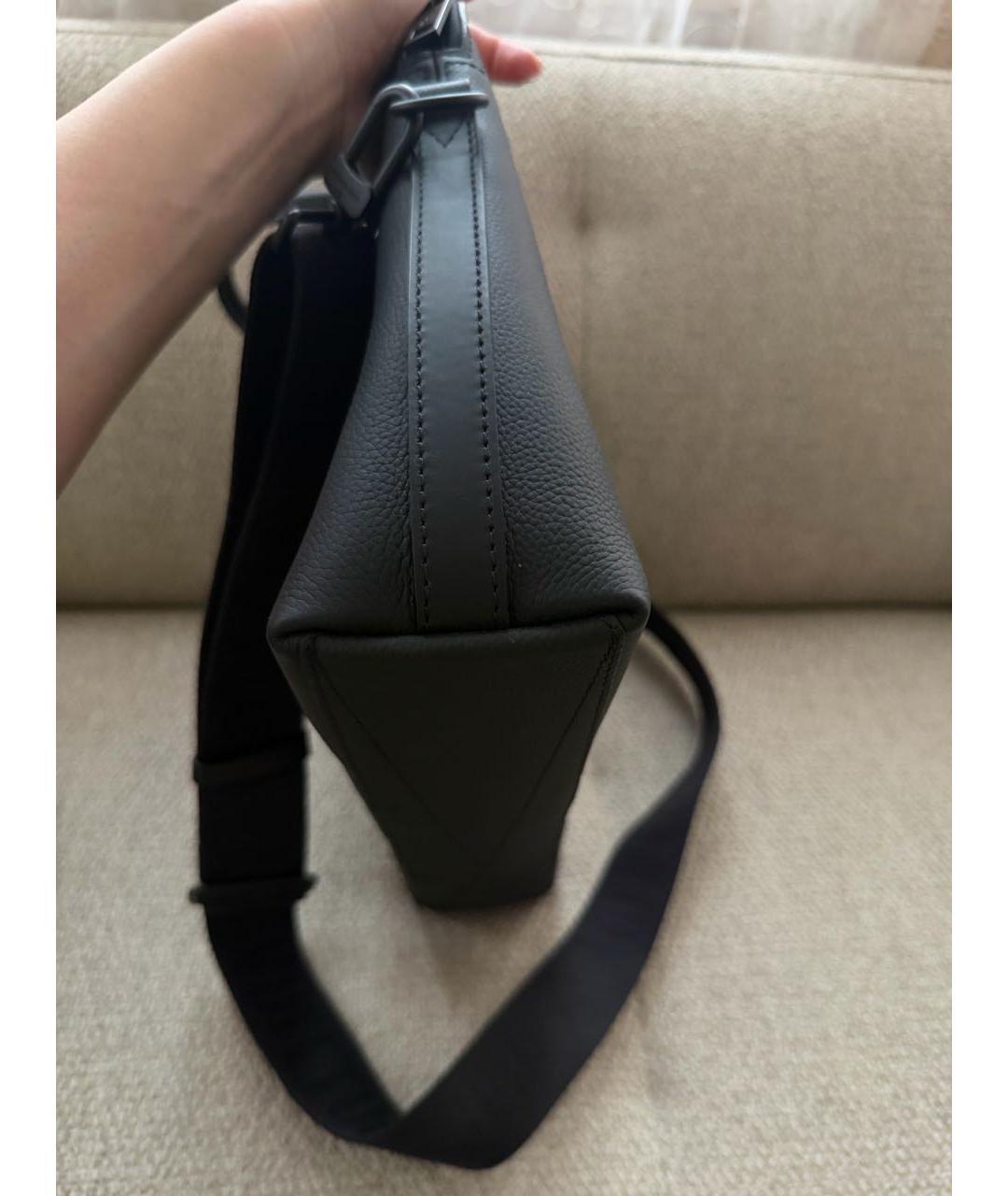 LOUIS VUITTON Черная кожаная сумка через плечо, фото 5