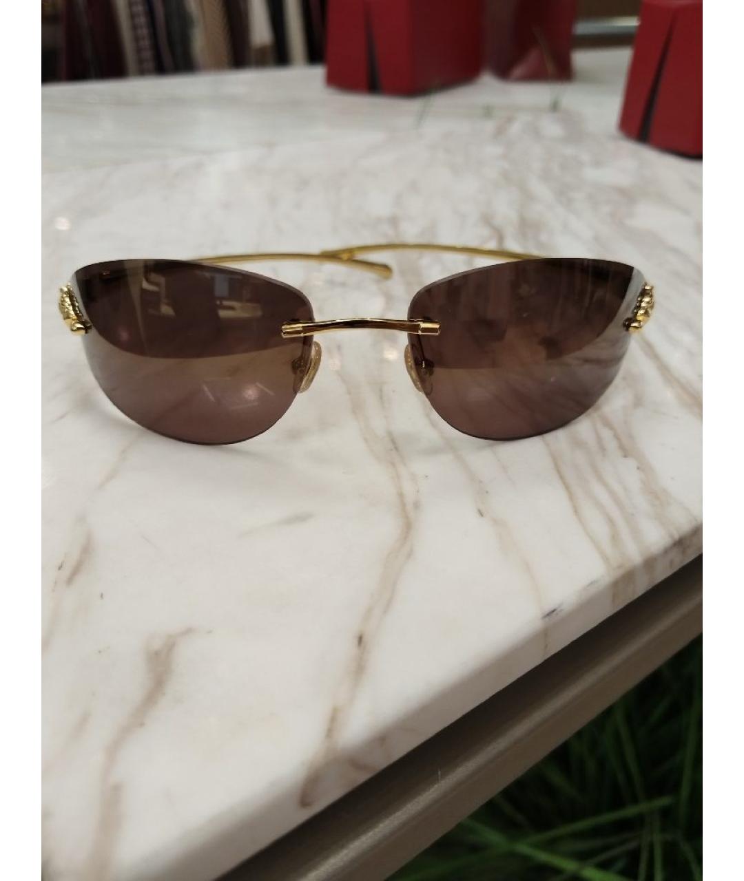CARTIER Золотые металлические солнцезащитные очки, фото 9