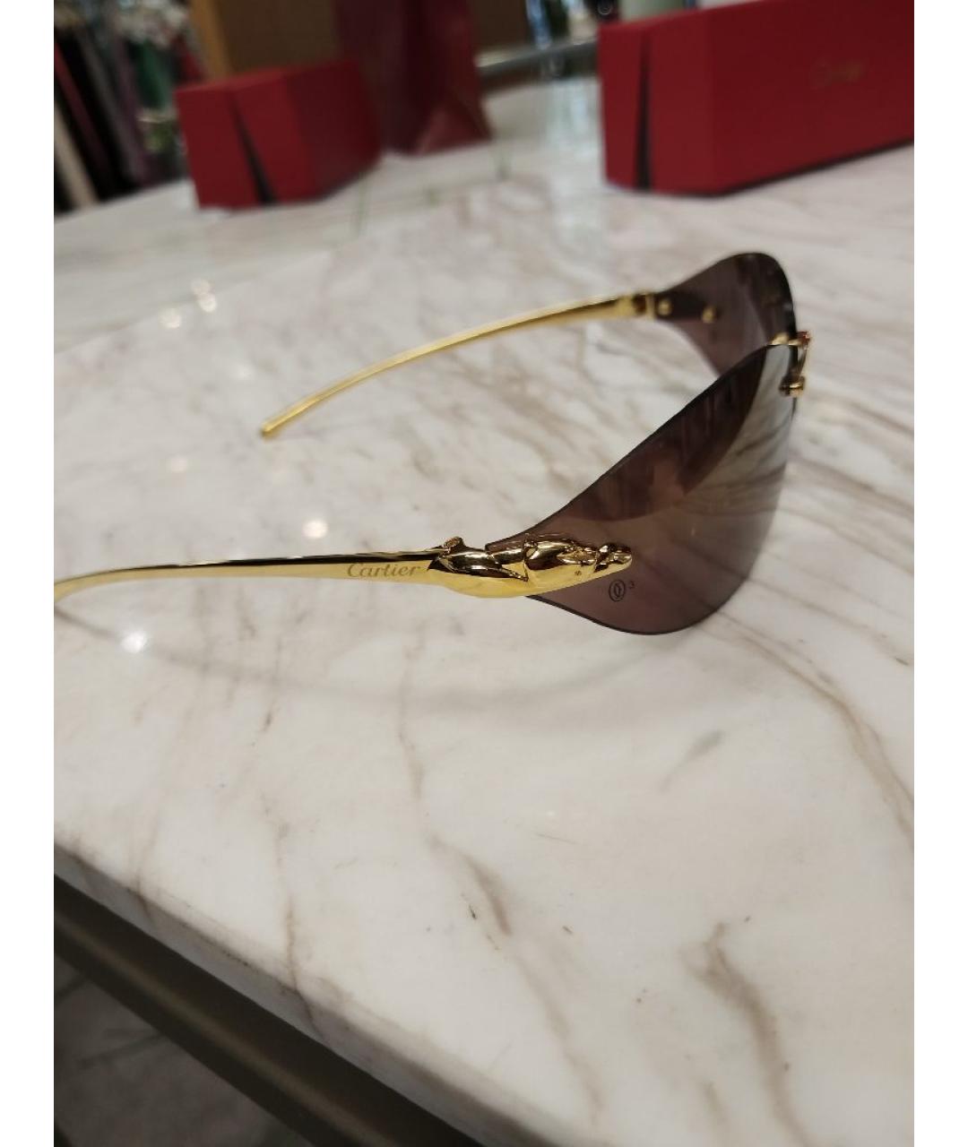 CARTIER Золотые металлические солнцезащитные очки, фото 2