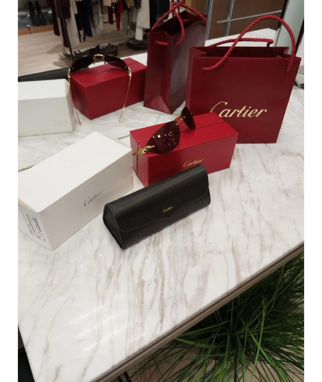 CARTIER Золотые металлические солнцезащитные очки, фото 5