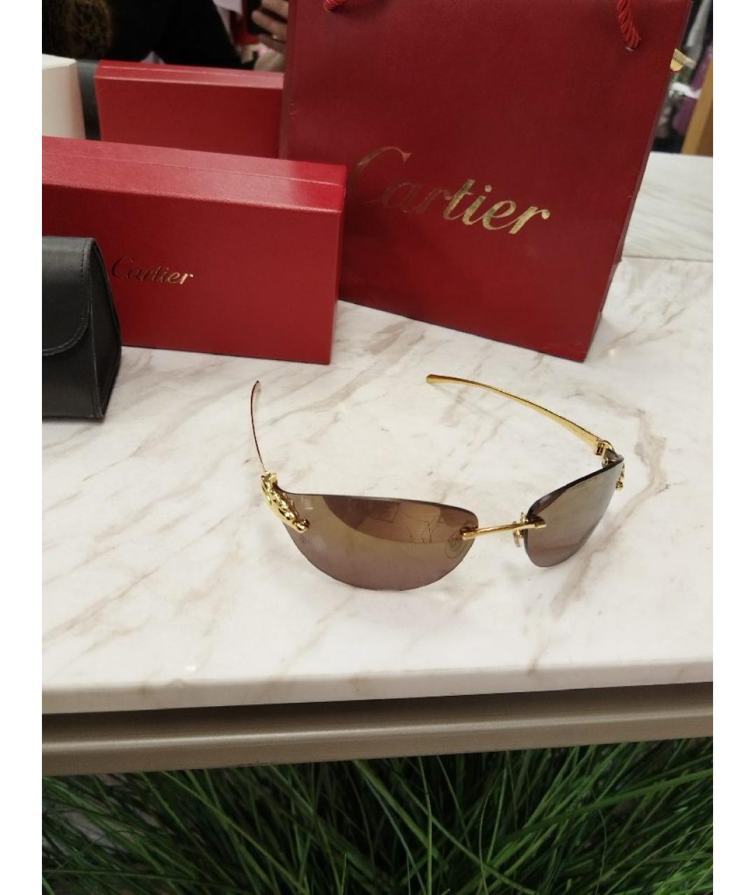 CARTIER Золотые металлические солнцезащитные очки, фото 7