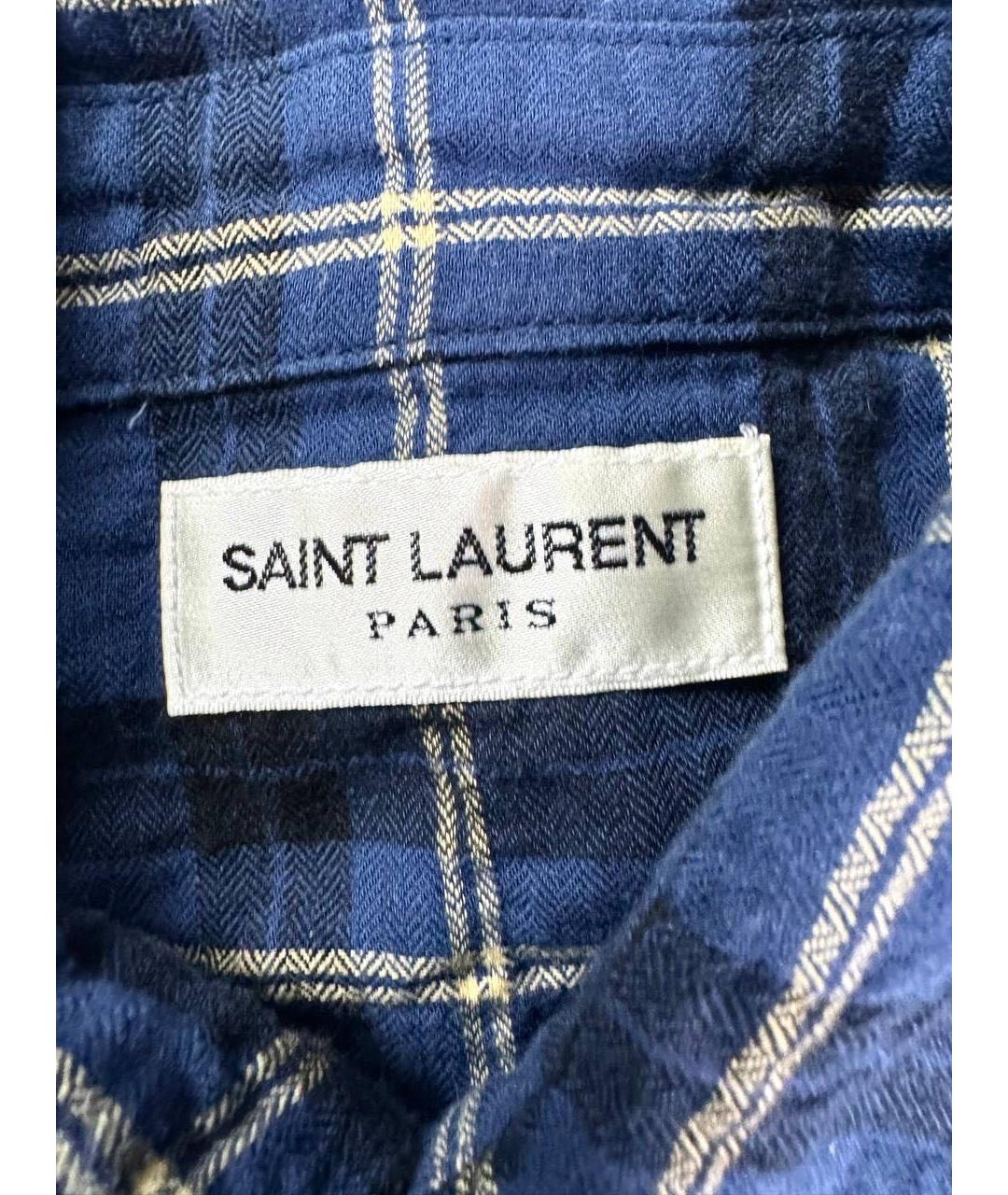 SAINT LAURENT Синяя хлопковая кэжуал рубашка, фото 5