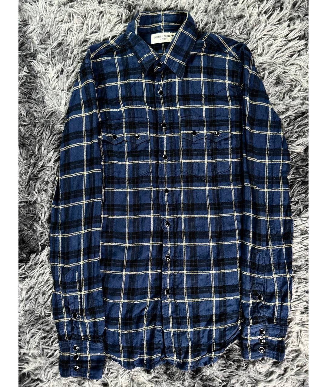 SAINT LAURENT Синяя хлопковая кэжуал рубашка, фото 6