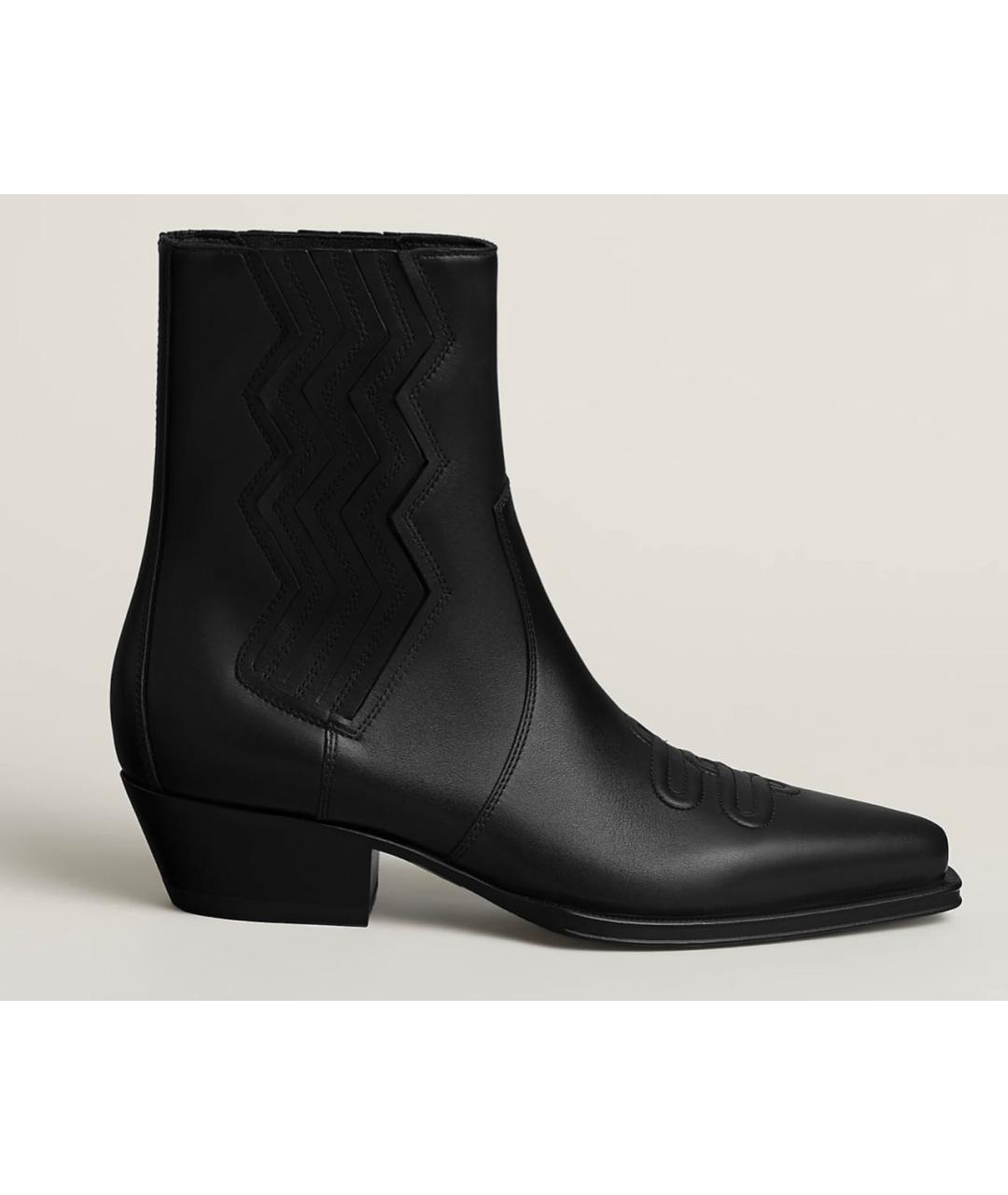 HERMES Черные кожаные полусапоги, фото 5