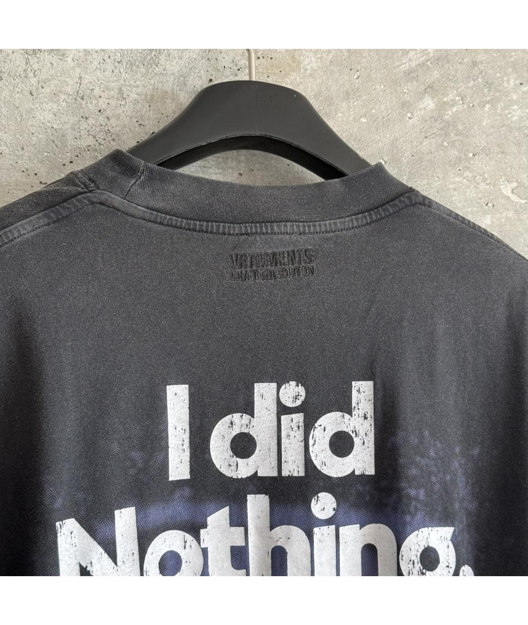 VETEMENTS Серая хлопковая футболка, фото 3