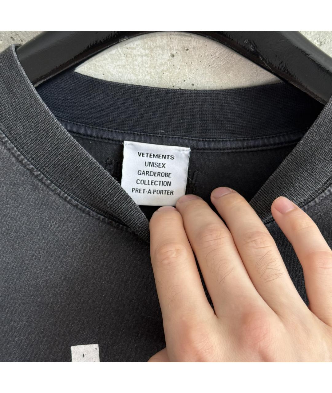 VETEMENTS Серая хлопковая футболка, фото 4